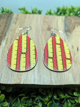 Load image into Gallery viewer, Teacher Red Ruler Wood Tear Drop Earrings