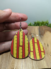 Load image into Gallery viewer, Teacher Red Ruler Wood Tear Drop Earrings