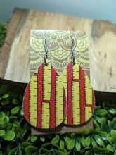 Load image into Gallery viewer, Teacher Red Ruler Wood Tear Drop Earrings
