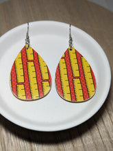 Load image into Gallery viewer, Teacher Red Ruler Wood Tear Drop Earrings