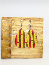 Load image into Gallery viewer, Teacher Red Ruler Wood Tear Drop Earrings