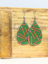 Load image into Gallery viewer, Teacher Green Pencil Wood Tear Drop Earrings