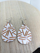 Load image into Gallery viewer, Teacher White Pencil Wood Tear Drop Earrings