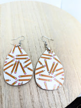 Load image into Gallery viewer, Teacher White Pencil Wood Tear Drop Earrings