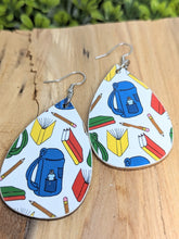 Load image into Gallery viewer, Teacher Back to School Wood Tear Drop Earrings