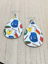 Load image into Gallery viewer, Teacher Back to School Wood Tear Drop Earrings