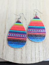 Load image into Gallery viewer, Serape Glitter Wood Tear Drop Earrings