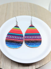 Load image into Gallery viewer, Serape Glitter Wood Tear Drop Earrings
