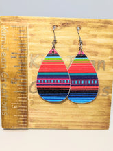 Load image into Gallery viewer, Serape Glitter Wood Tear Drop Earrings