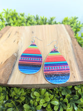 Load image into Gallery viewer, Serape Glitter Wood Tear Drop Earrings