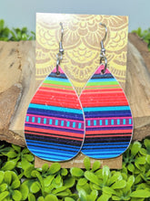 Load image into Gallery viewer, Serape Glitter Wood Tear Drop Earrings