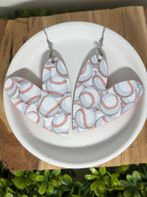 Load image into Gallery viewer, Baseball Wood Heart Earrings