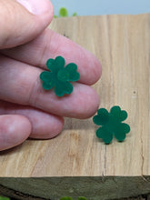 Load image into Gallery viewer, Shamrock Post Resin Earrings- Solid Green