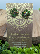 Load image into Gallery viewer, Shamrock Post Resin Earrings- Green with Gold Glitter