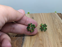 Load image into Gallery viewer, Shamrock Post Resin Earrings- Green with Gold Glitter