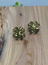 Load image into Gallery viewer, Shamrock Post Resin Earrings- Gold Glitter