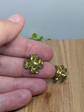 Load image into Gallery viewer, Shamrock Post Resin Earrings- Gold Glitter