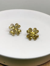Load image into Gallery viewer, Shamrock Post Resin Earrings- Gold Glitter