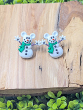 Load image into Gallery viewer, Mickey Snowman with Green Scarf Stud Earrings