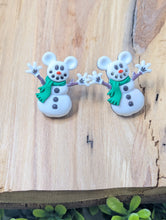Load image into Gallery viewer, Mickey Snowman with Green Scarf Stud Earrings