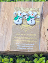 Load image into Gallery viewer, Mickey Snowman with Green Scarf Stud Earrings
