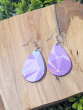 Load image into Gallery viewer, Purple Wall Wood Teardrop earrings