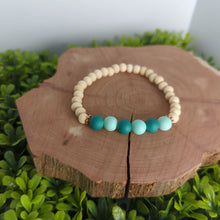Load image into Gallery viewer, Teal Matte Glass Bead & Wood Diffuser DIY Bracelet Kit