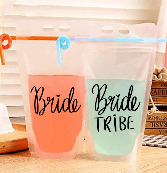 Bridesmaid Quote Drink Pouches Reusable Drink Pouches Drink Bags