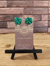 Load image into Gallery viewer, Shamrock Stud Earrings- Dark Green Sparkle