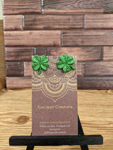 Load image into Gallery viewer, Shamrock Post Earrings- Light Green Sparkle