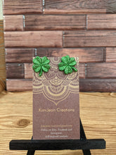 Load image into Gallery viewer, Shamrock Post Earrings- Light Green Sparkle