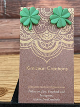 Load image into Gallery viewer, Shamrock Post Earrings- Light Green Matte