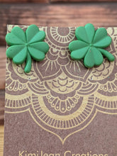 Load image into Gallery viewer, Shamrock Post Earrings- Light Green Matte