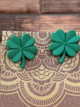 Load image into Gallery viewer, Shamrock Post Earrings- Dark Green Matte