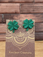 Load image into Gallery viewer, Shamrock Post Earrings- Dark Green Matte
