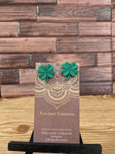 Load image into Gallery viewer, Shamrock Post Earrings- Dark Green Matte