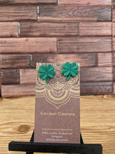 Load image into Gallery viewer, Shamrock Post Earrings- Dark Green Matte