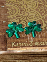 Load image into Gallery viewer, Shamrock Stud Earrings- Large Crystal