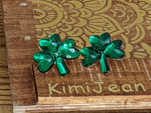 Load image into Gallery viewer, Shamrock Stud Earrings- Large Crystal