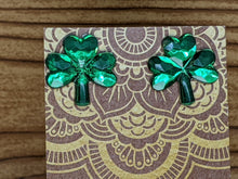 Load image into Gallery viewer, Shamrock Stud Earrings- Large Crystal