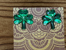Load image into Gallery viewer, Shamrock Stud Earrings- Large Crystal