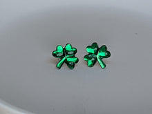 Load image into Gallery viewer, Shamrock Post Earrings- Small Crystal