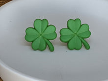 Load image into Gallery viewer, Shamrock Post Earrings- Light Green Matte