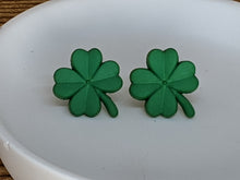 Load image into Gallery viewer, Shamrock Post Earrings- Dark Green Matte