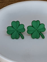 Load image into Gallery viewer, Shamrock Post Earrings- Dark Green Matte