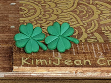 Load image into Gallery viewer, Shamrock Post Earrings- Dark Green Matte