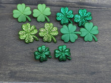 Load image into Gallery viewer, Shamrock Stud Earrings- Dark Green Sparkle