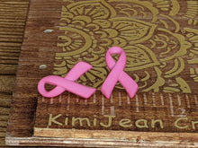 Load image into Gallery viewer, Breast Cancer Awareness Pink Ribbon Stud Earrings