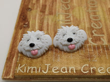Load image into Gallery viewer, White Sheepdog Stud Earrings