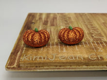 Load image into Gallery viewer, Sparkle Pumpkin Stud Earrings